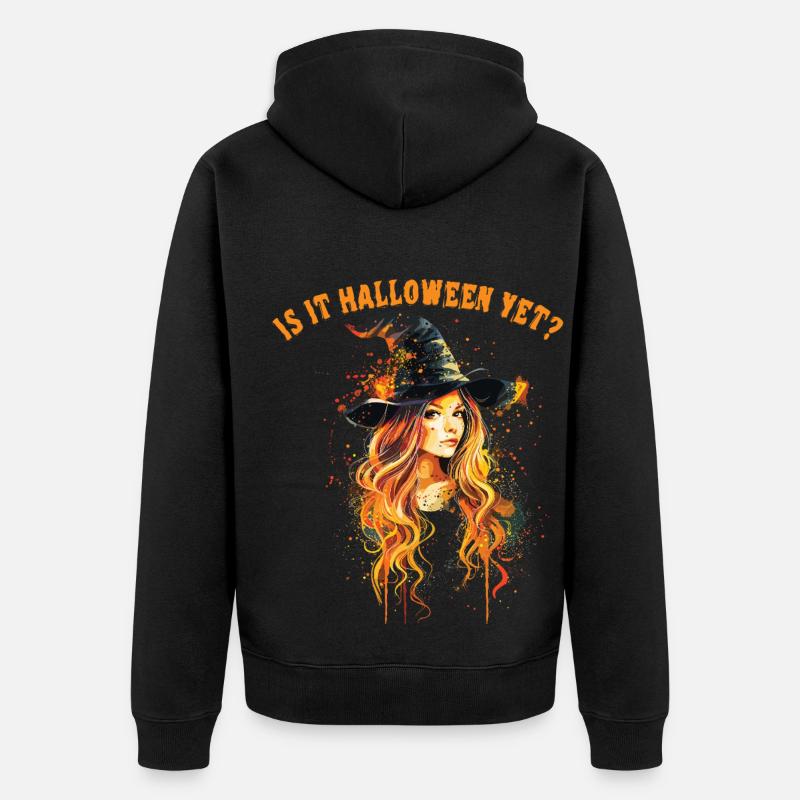 Effrayant Pin-up Sorcière Halloween - Veste à capuche bio Premium Unisexe - noir