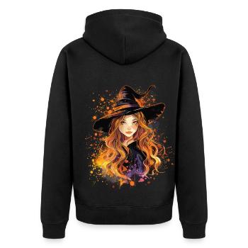 Gruselige Pin-up-hexe Halloween - Unisex Premium Bio Zip Hoodie - Schwarz - Hinten - Nico (187cm)