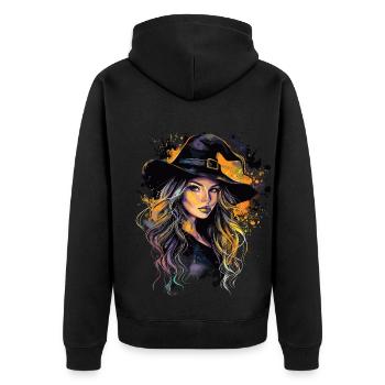 Gruselige Pin-up-hexe Halloween - Unisex Premium Bio Zip Hoodie - Schwarz - Hinten - Nico (187cm)