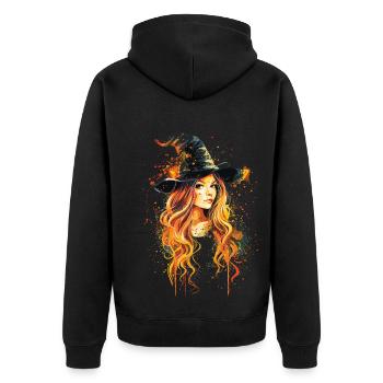 Gruselige Pin-up-hexe Halloween - Unisex Premium Bio Zip Hoodie - Schwarz - Hinten - Nico (187cm)