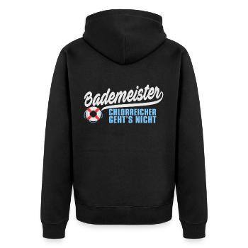 Bademeister Schwimmen Freibad Schwimmbad Geschenk - Unisex Premium Bio Zip Hoodie - Schwarz - Hinten - Nico (187cm)
