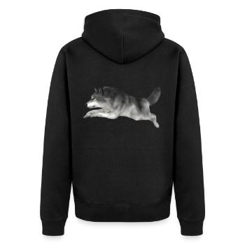 Le loup gris court - Veste à capuche bio Premium Unisexe - noir - Dos - Nico (187cm)