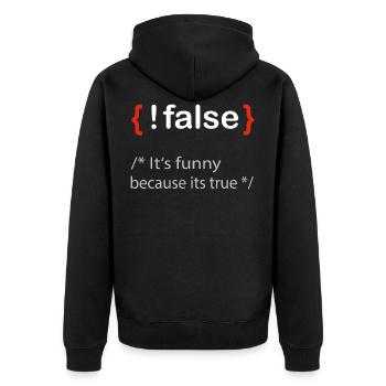 Programmeur false true informaticien étudiant - Veste à capuche bio Premium Unisexe - noir - Dos - Nico (187cm)