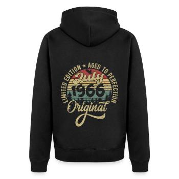 Birthday July 1966 July 1966 July 1966 - Unisex Premium Organic Zip Hoodie - black - Back - Nico (187cm)