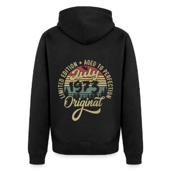 Geburtstag Juli 1973 juli 1973 July 1973 - Unisex Premium Bio Zip Hoodie - Schwarz - Hinten - Nico (187cm)