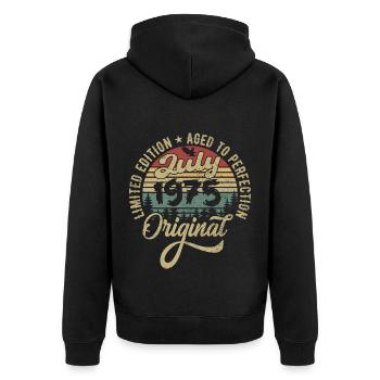 Birthday July 1975 July 1975 July 1975 - Unisex Premium Organic Zip Hoodie - black - Back - Nico (187cm)