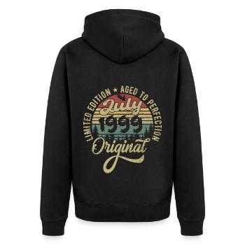 Geburtstag Juli 1999 juli 1999 July 1999 - Unisex Premium Bio Zip Hoodie - Schwarz - Hinten - Nico (187cm)
