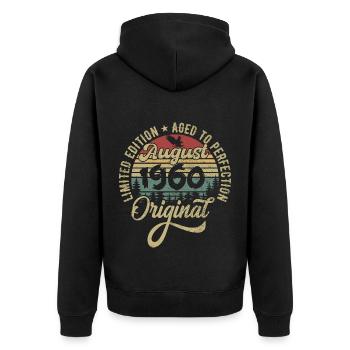 August 1960 Birthday Gift August 1960 August - Unisex Premium Organic Zip Hoodie - black - Back - Nico (187cm)