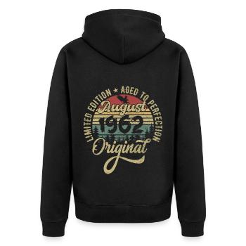 August 1962 Birthday present August 1962 August - Unisex Premium Organic Zip Hoodie - black - Back - Nico (187cm)