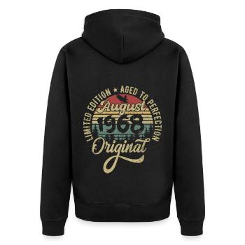 August 1968 Birthday present August 1968 August - Unisex Premium Organic Zip Hoodie - black - Back - Nico (187cm)