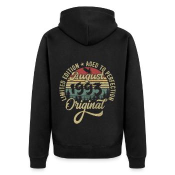 Août 1993 Cadeau d’anniversaire Août 1993 Août - Veste à capuche bio Premium Unisexe - noir - Dos - Nico (187cm)