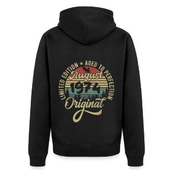 August 1974 Birthday Gift August 1974 August - Unisex Premium Organic Zip Hoodie - black - Back - Nico (187cm)