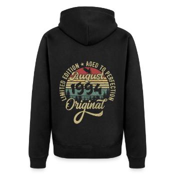 Août 1994 Cadeau d’anniversaire Août 1994 Août - Veste à capuche bio Premium Unisexe - noir - Dos - Nico (187cm)
