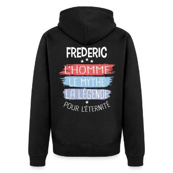 Frederic l'homme le mythe la légende - Veste à capuche bio Premium Unisexe - noir - Dos - Nico (187cm)