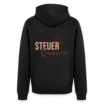 Steuer Queen - Unisex Premium Bio Zip Hoodie - Schwarz - Hinten - Nico (187cm)