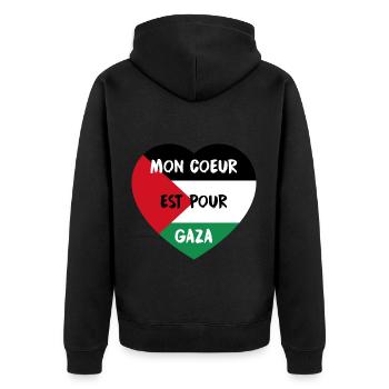 Mon Coeur est pour Gaza dans un drapeau Palestine - Veste à capuche bio Premium Unisexe - noir - Dos - Nico (187cm)