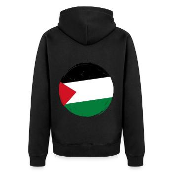Drapeau de la Palestine rond _ Flag round in shape - Veste à capuche bio Premium Unisexe - noir - Dos - Nico (187cm)