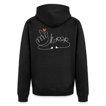 K-pop Korean Pop - Unisex Premium Bio Zip Hoodie - Schwarz - Hinten - Nico (187cm)