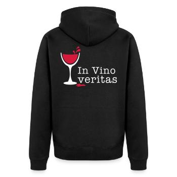In Vino Veritas / Latin / In wine there is - Unisex Premium Organic Zip Hoodie - black - Back - Nico (187cm)