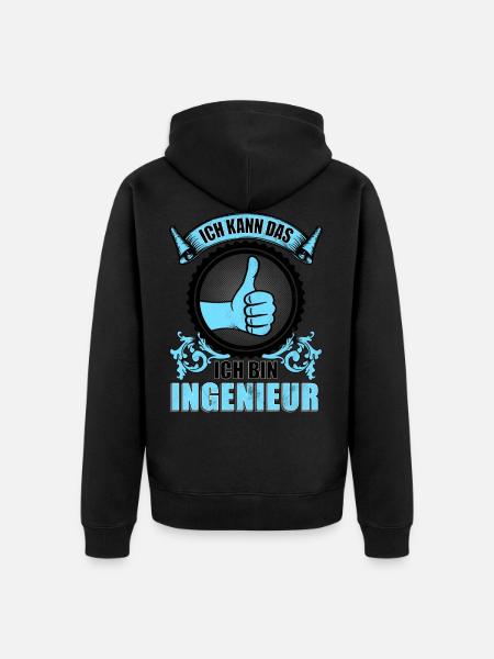 Ich kann das ich bin Ingenieur - Unisex Premium Bio Zip Hoodie - Schwarz