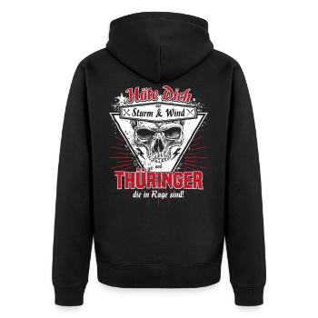 Thüringen Erfurt Gera Jena Weimar Gotha Geschenk - Unisex Premium Bio Zip Hoodie - Schwarz - Hinten - Nico (187cm)