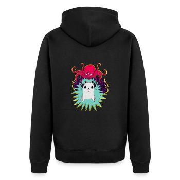 Leave Me Alone - Unisex Premium Organic Zip Hoodie - black - Back - Nico (187cm)