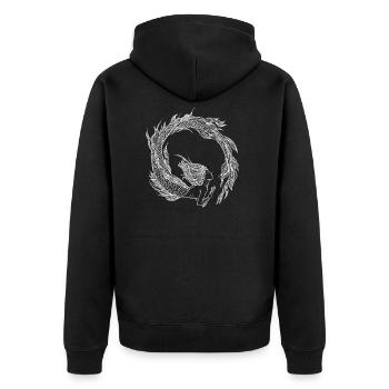 Mermaid - Meerjungfrau - weiss - Unisex Premium Bio Zip Hoodie - Schwarz - Hinten - Nico (187cm)