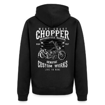 ROAD TRIP CHOPPER - Motorcycle Chopper Shirt Motif - Unisex Premium Organic Zip Hoodie - black - Back - Nico (187cm)