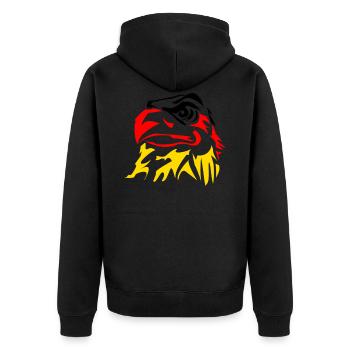 Schwarz-Rot-Gold Adler - Unisex Premium Bio Zip Hoodie - Schwarz - Hinten - Nico (187cm)