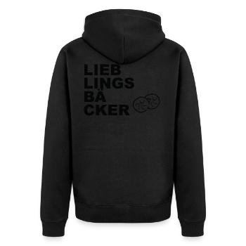 Lieblingsbäcker Brötchen - Unisex Premium Bio Zip Hoodie - Schwarz - Hinten - Nico (187cm)