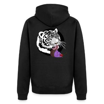 Naschkatze - Unisex Premium Bio Zip Hoodie - Schwarz - Hinten - Nico (187cm)