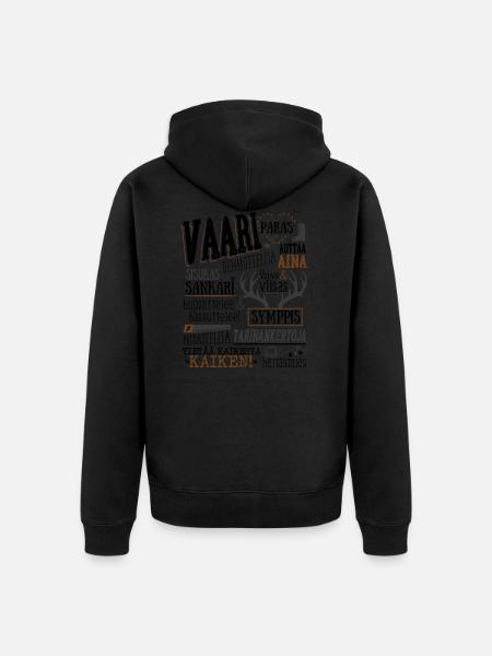 Vaarin Oma Paita M - Premium unisex luomu-huppari vetoketjulla - musta