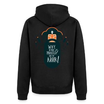 CAUSE THEY ARRR! - Piraten Sprichwörter Shirt - Unisex Premium Bio Zip Hoodie - Schwarz - Hinten - Nico (187cm)