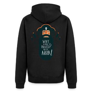 ARRRRR! - Piraten Seemanns Sprüche Shirt - Unisex Premium Bio Zip Hoodie - Schwarz - Hinten - Nico (187cm)