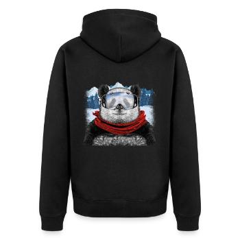 ski panda - Unisex Premium Organic Zip Hoodie - black - Back - Nico (187cm)