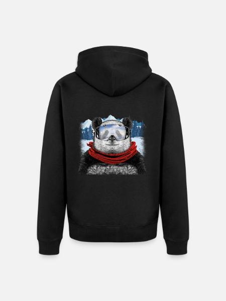 ski panda - Unisex Premium Organic Zip Hoodie - black