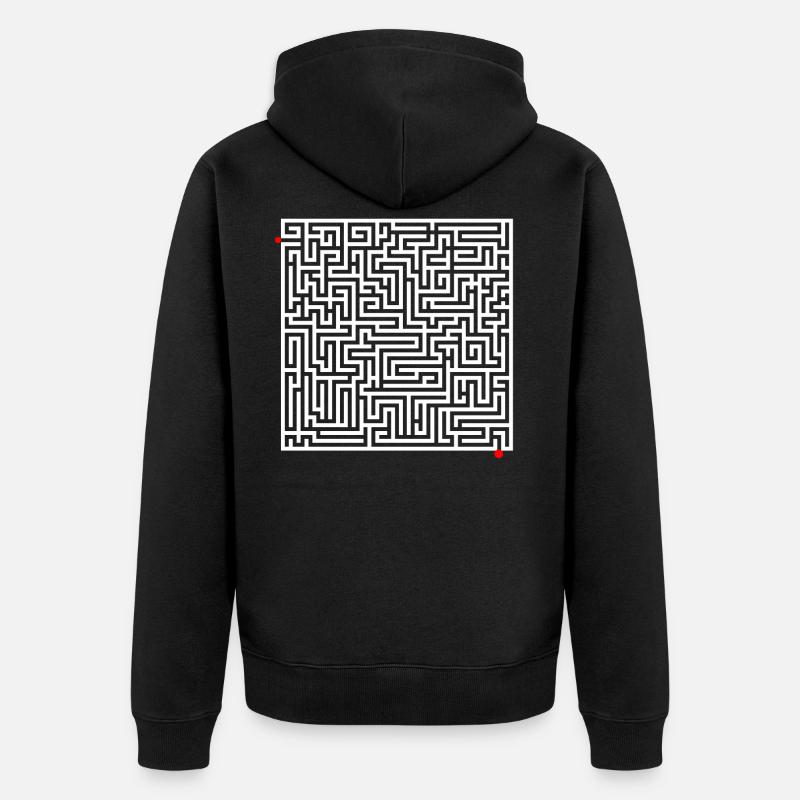 Labyrinth Rätsel - Unisex Premium Bio Zip Hoodie - Schwarz