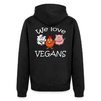 Végétaliens ANIMAUX SAYINGS AMOUR FUNNY végétaliens CADEAUX - Veste à capuche bio Premium Unisexe - noir - Dos - Nico (187cm)