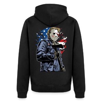 HORREUR KILLER - motif cadeau Halloween américain - Veste à capuche bio Premium Unisexe - noir - Dos - Nico (187cm)