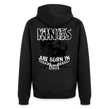 April Geburtstag Geschenk Könige geboren Geburt - Unisex Premium Bio Zip Hoodie - Schwarz - Hinten - Nico (187cm)