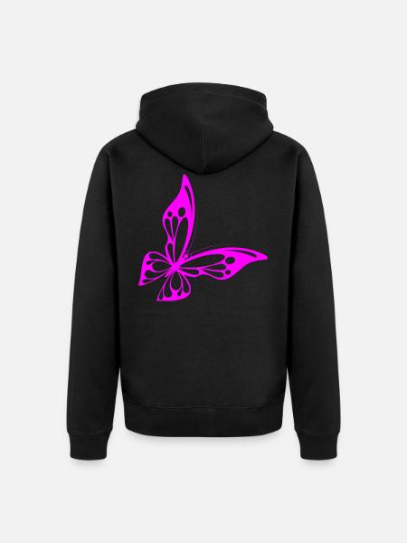 Papillon neon - Veste à capuche bio Premium Unisexe - noir