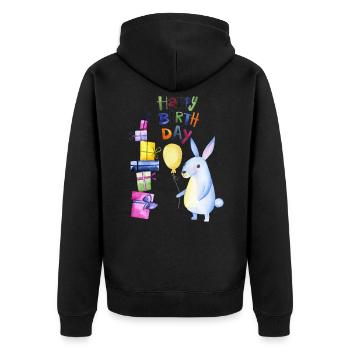 Happy Birthday kleiner Hase - Unisex Premium Bio Zip Hoodie - Schwarz - Hinten - Nico (187cm)