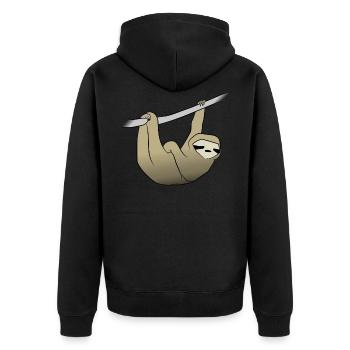 sloth - Unisex Premium Organic Zip Hoodie - black - Back - Nico (187cm)