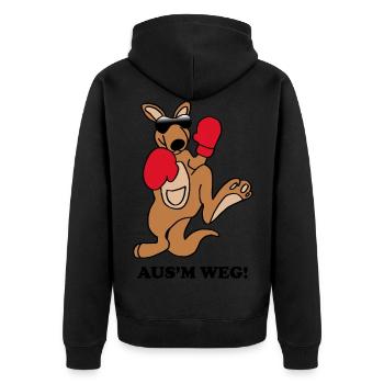 Känguru - Unisex Premium Bio Zip Hoodie - Schwarz - Hinten - Nico (187cm)