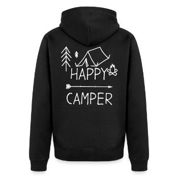 Camping - Unisex Premium Bio Zip Hoodie - Schwarz - Hinten - Nico (187cm)