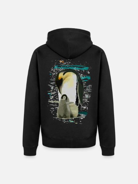 Pinguin - Unisex Premium Bio Zip Hoodie - Schwarz