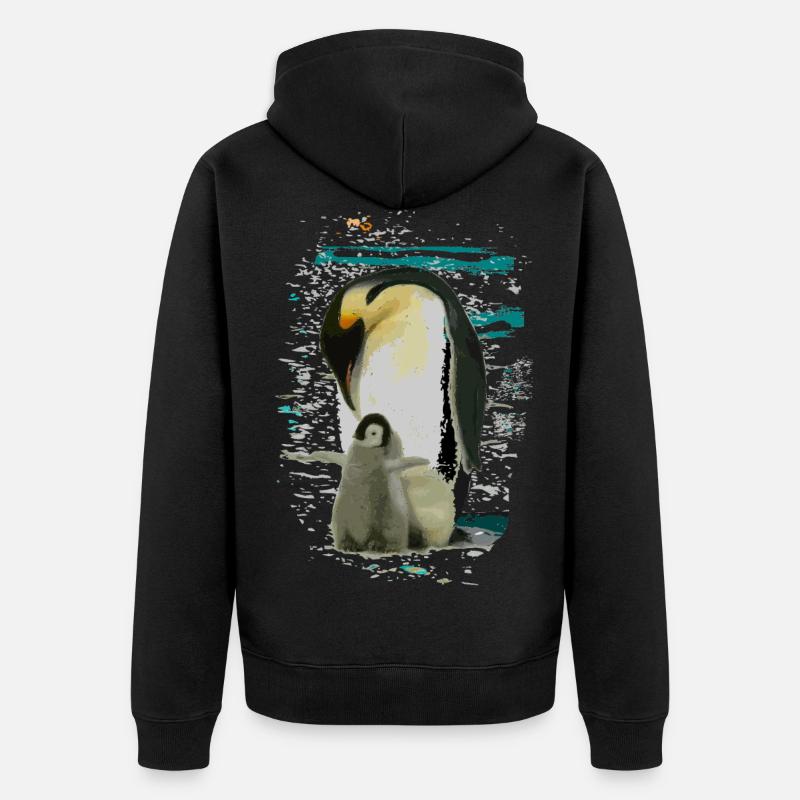 Pinguin - Unisex Premium Bio Zip Hoodie - Schwarz