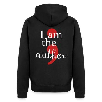 Projekt Semikolon I Am The Author Suicide Geschenk - Unisex Premium Bio Zip Hoodie - Schwarz - Hinten - Nico (187cm)