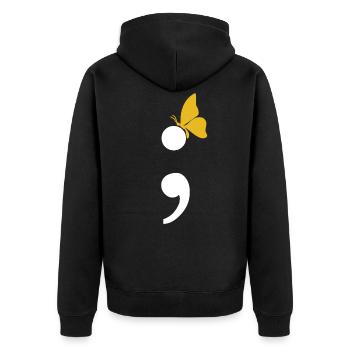 Projet de cadeau de suicide de papillon de point-virgule - Veste à capuche bio Premium Unisexe - noir - Dos - Nico (187cm)