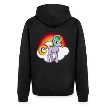 Einhorn - Unicorn - Unisex Premium Bio Zip Hoodie - Schwarz - Hinten - Nico (187cm)